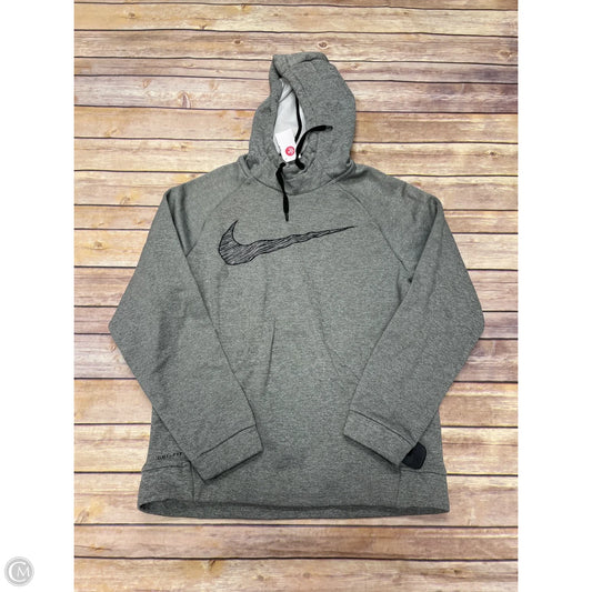 Athletic Sweatshirt Hoodie By Nike In Grey, Size: S