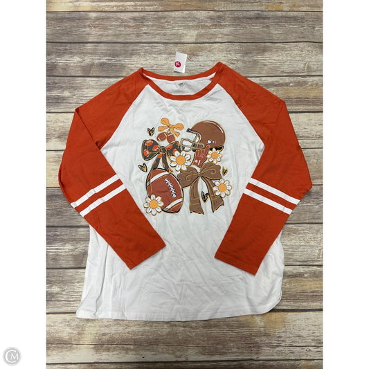 Top Long Sleeve By Cmf In Orange & White, Size: Xl