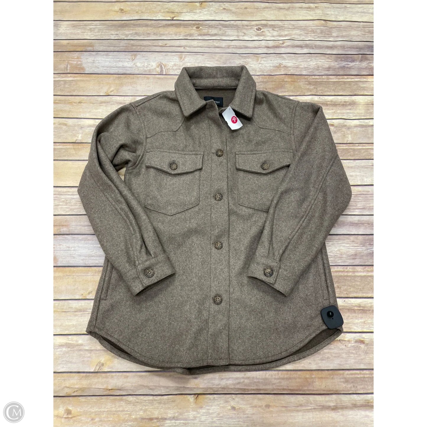 Jacket Shirt By Love Tree In Tan, Size: S