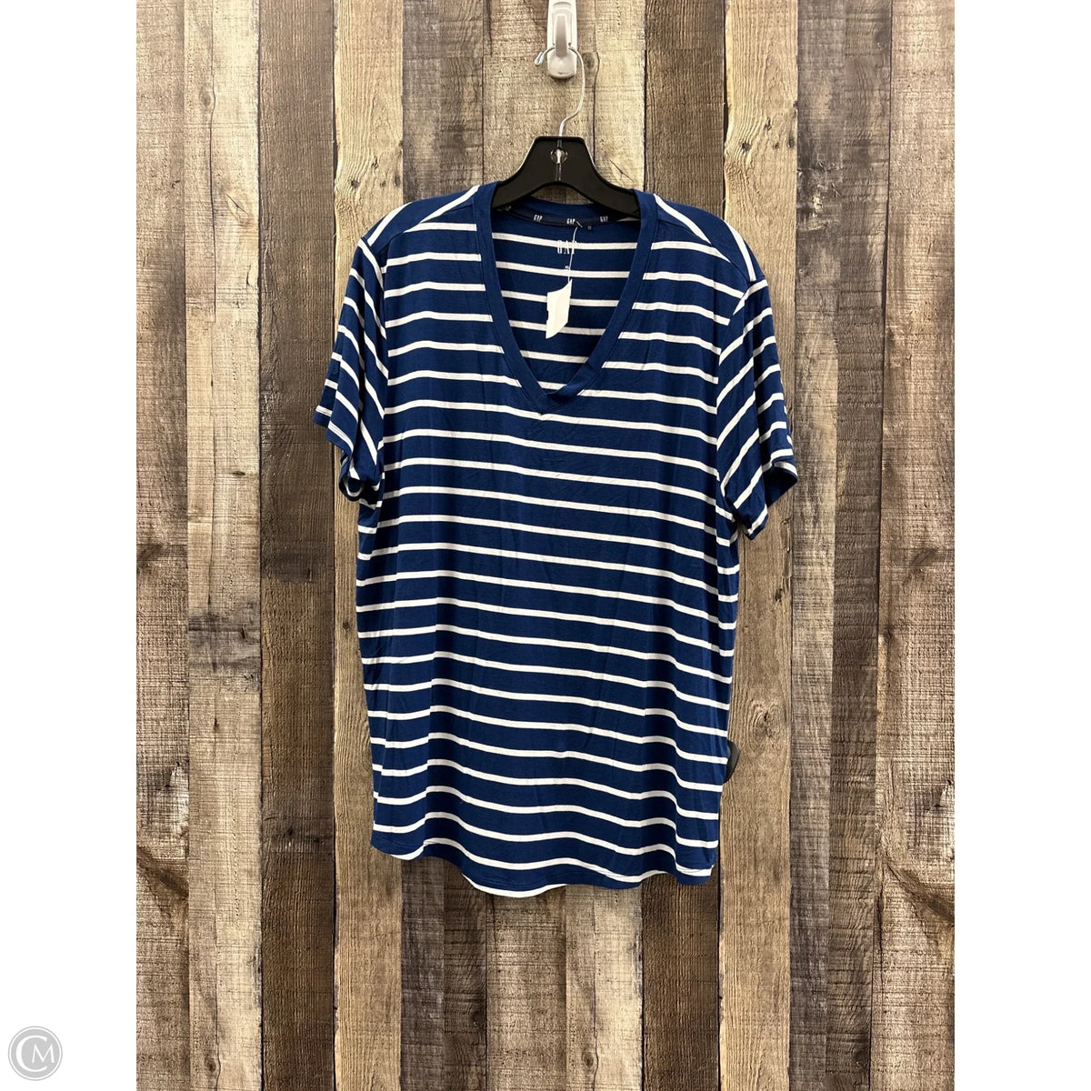 Top Short Sleeve By Gap In Striped Pattern, Size: Xl