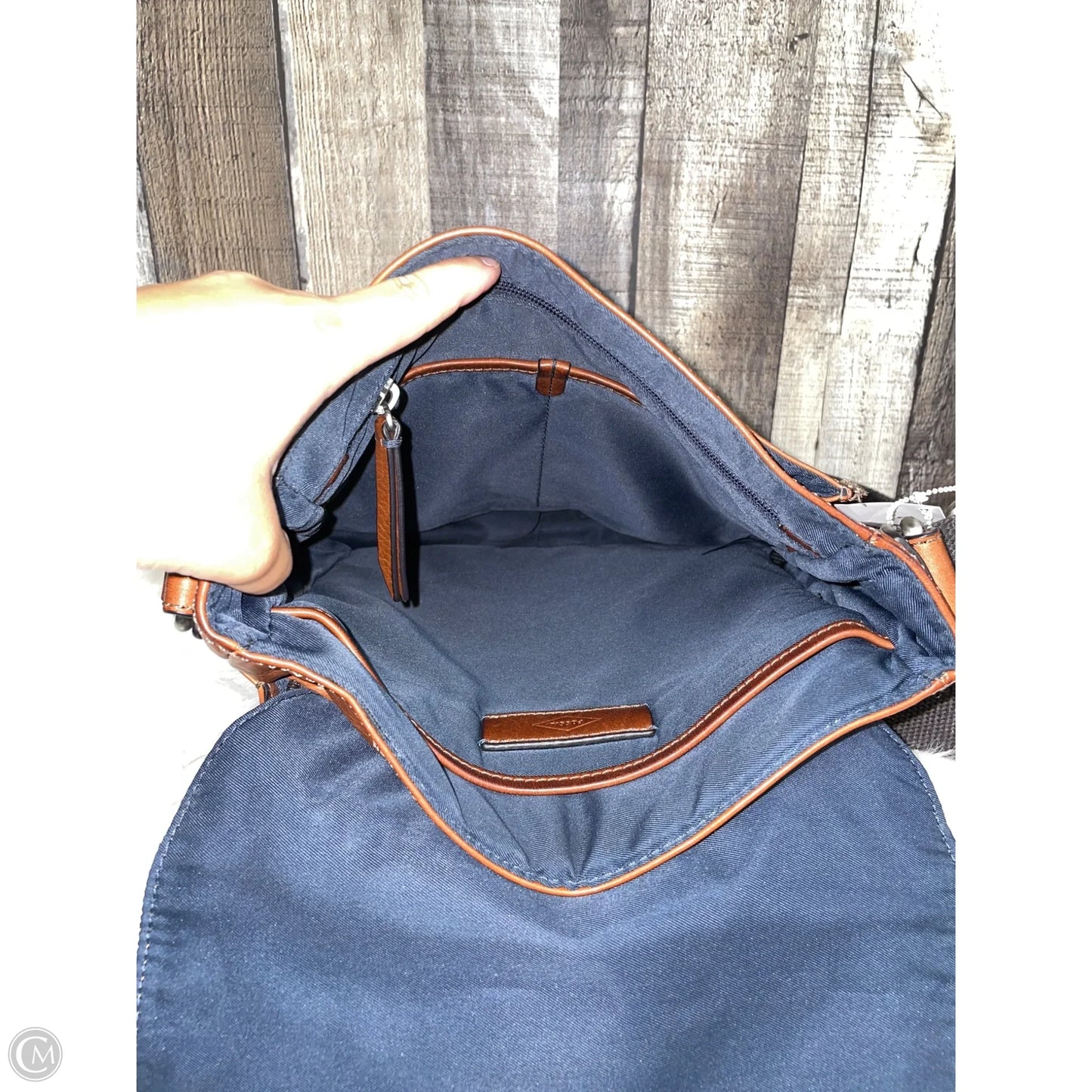 Crossbody Leather By Fossil, Size: Large
