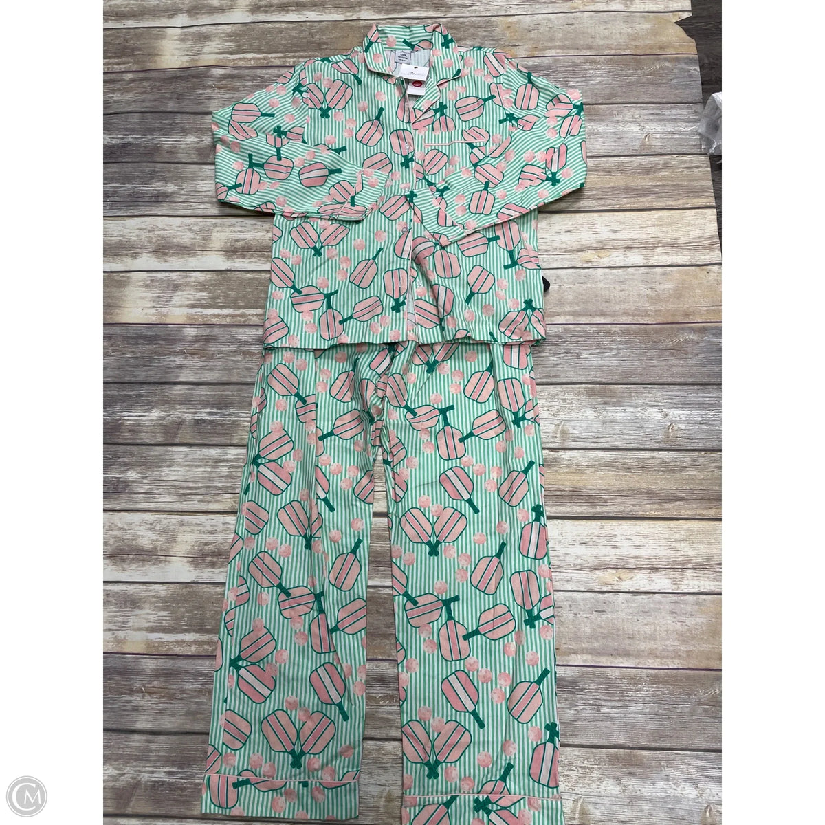 Pajamas 2pc By Cme In Green & White, Size: S