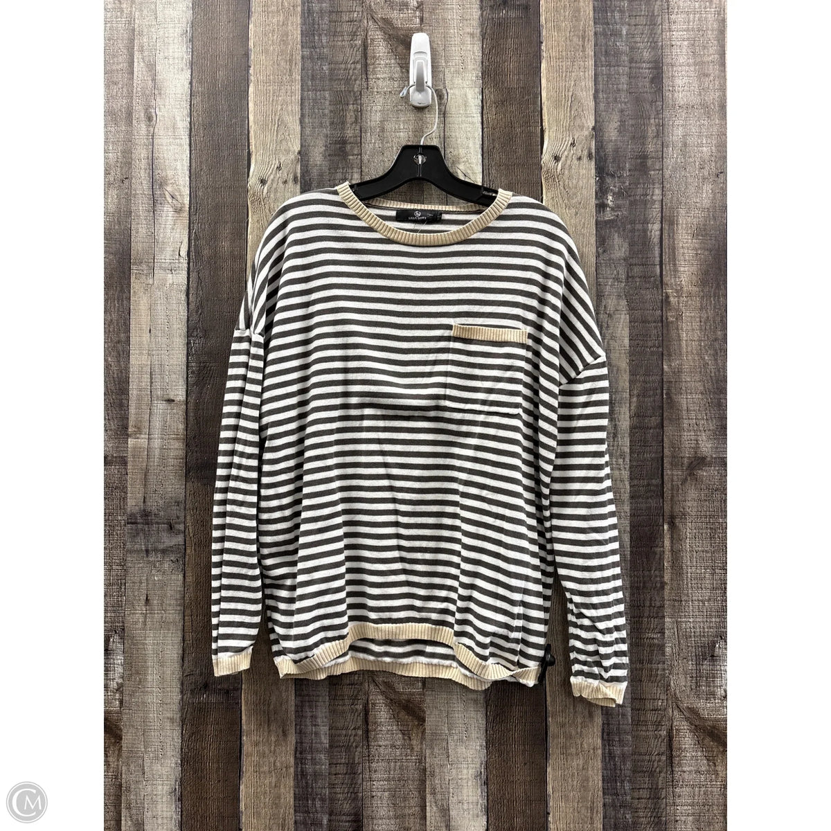 Top Long Sleeve By Lillusory In Striped Pattern, Size: L