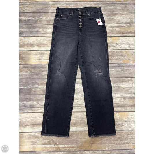 Jeans Straight By 7 For All Mankind In Black Denim, Size: 4