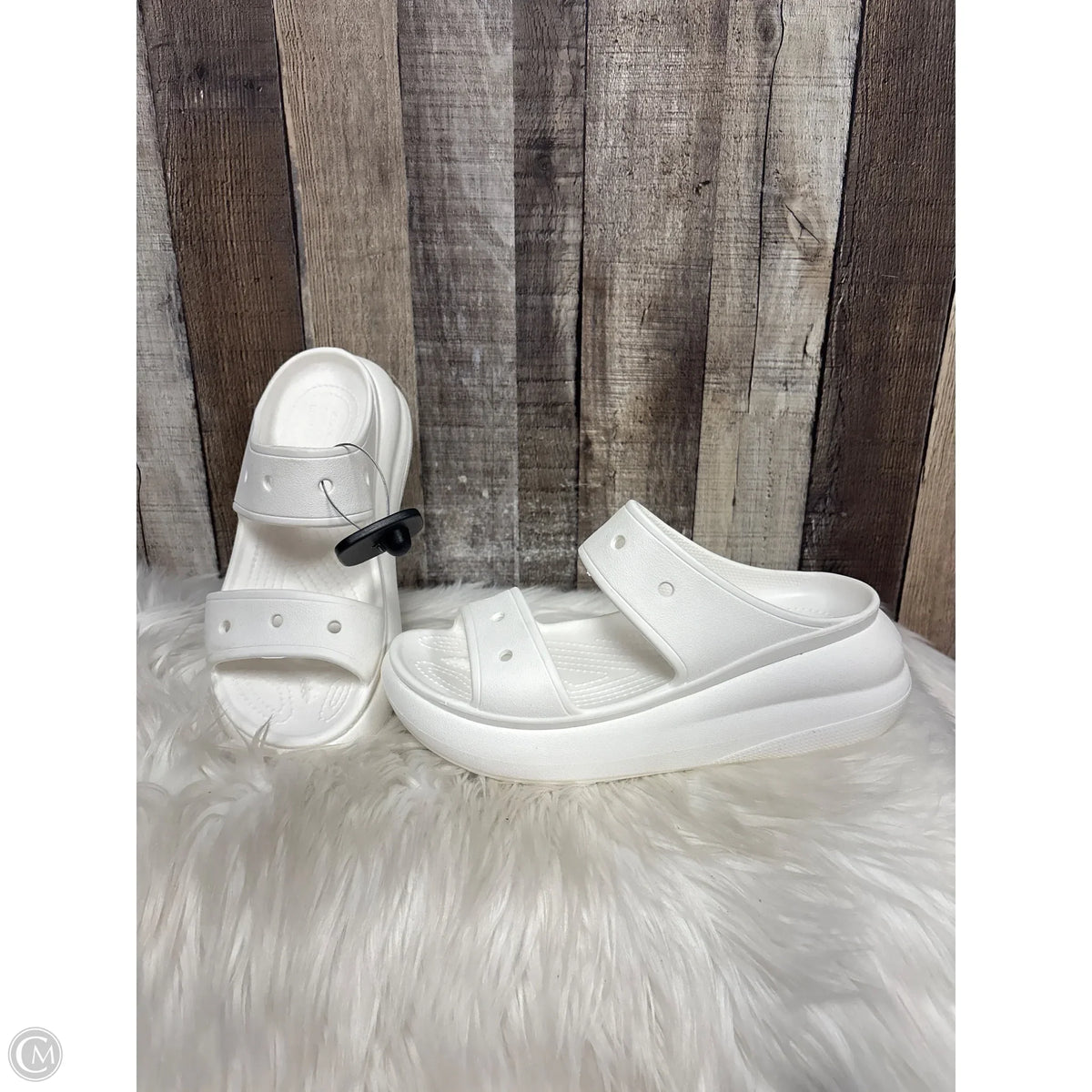 Sandals Heels Platform By Crocs In White, Size: 8