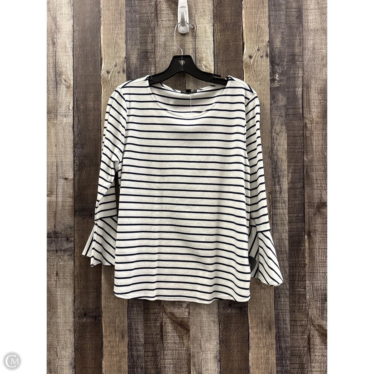 Top 3/4 Sleeve By J. Crew In Striped Pattern, Size: L