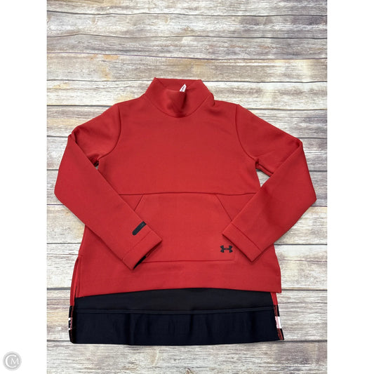 Athletic Top Long Sleeve Collar By Under Armour In Orange, Size: M