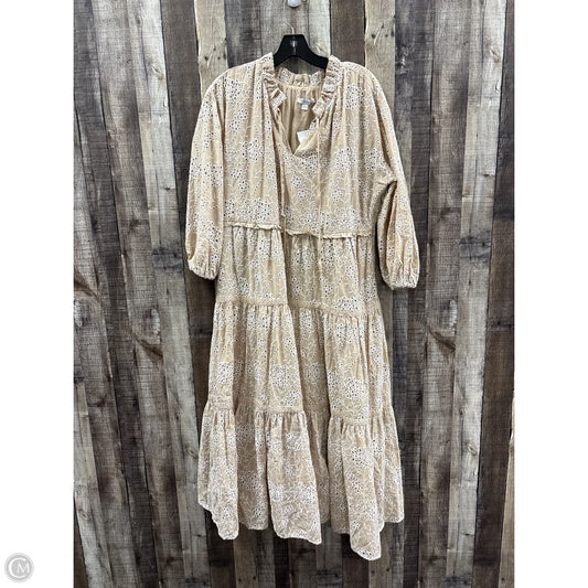 Dress Casual Maxi By Chicos In Tan & White, Size: L