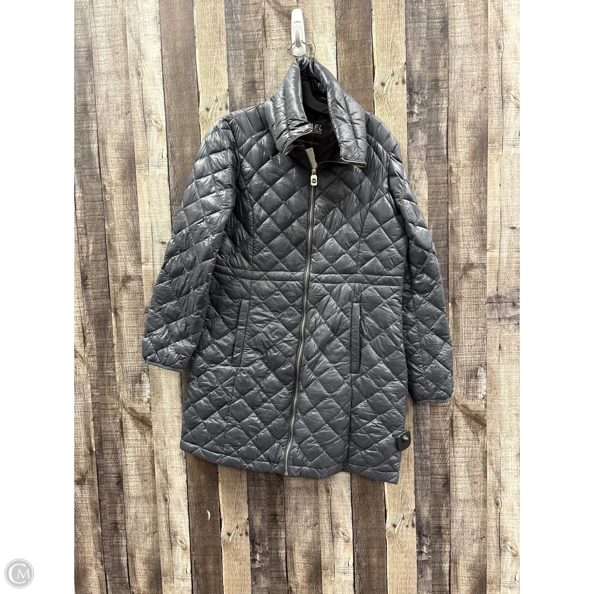 Coat Designer By Michael Kors In Silver, Size: M