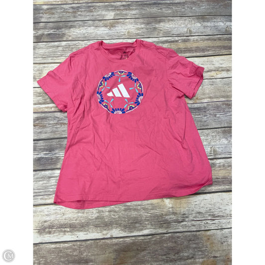 Athletic Top Short Sleeve By Adidas In Pink, Size: Xl