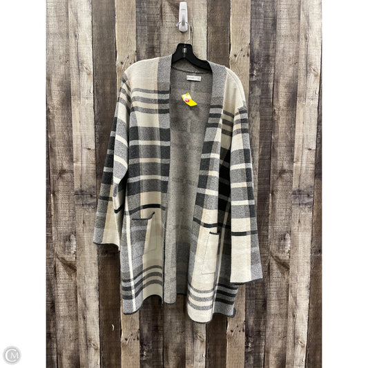 Sweater Cardigan By Nine West In Plaid Pattern, Size: 2x