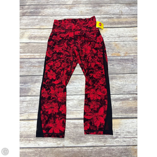 Athletic Leggings Capris By Lululemon In Black & Red, Size: 4