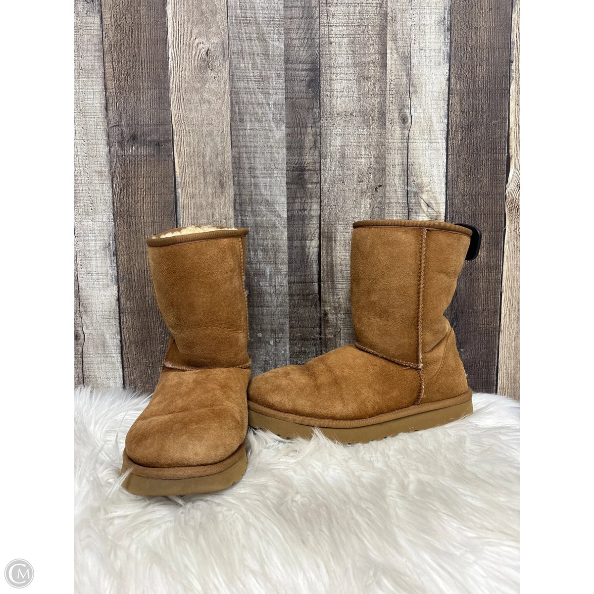Boots Designer By Ugg In Brown, Size: 9