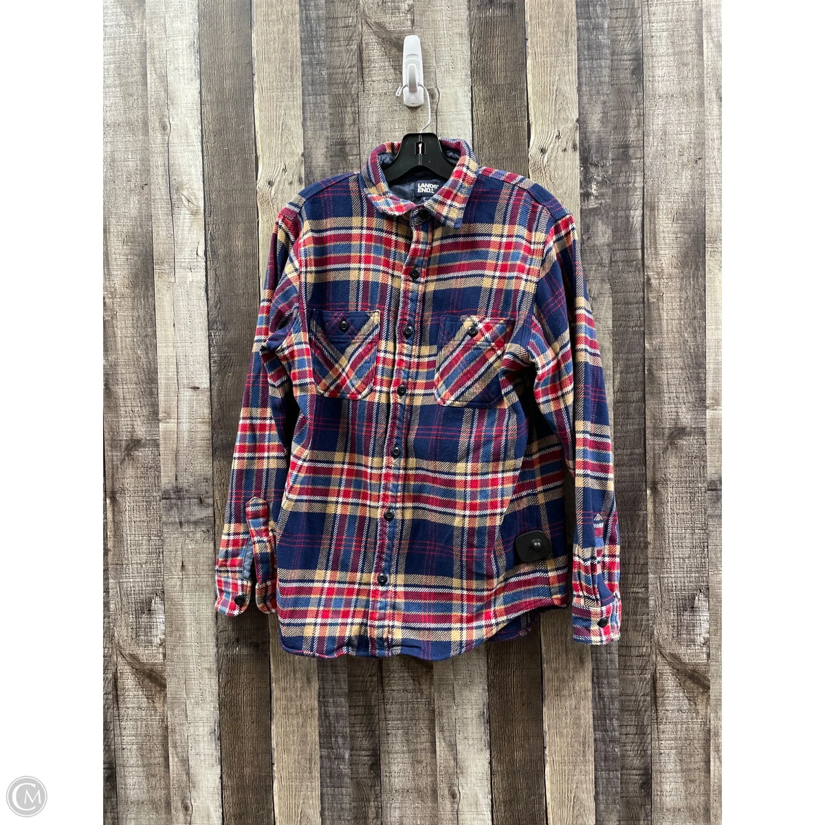 Jacket Shirt By Lands End In Plaid Pattern, Size: M