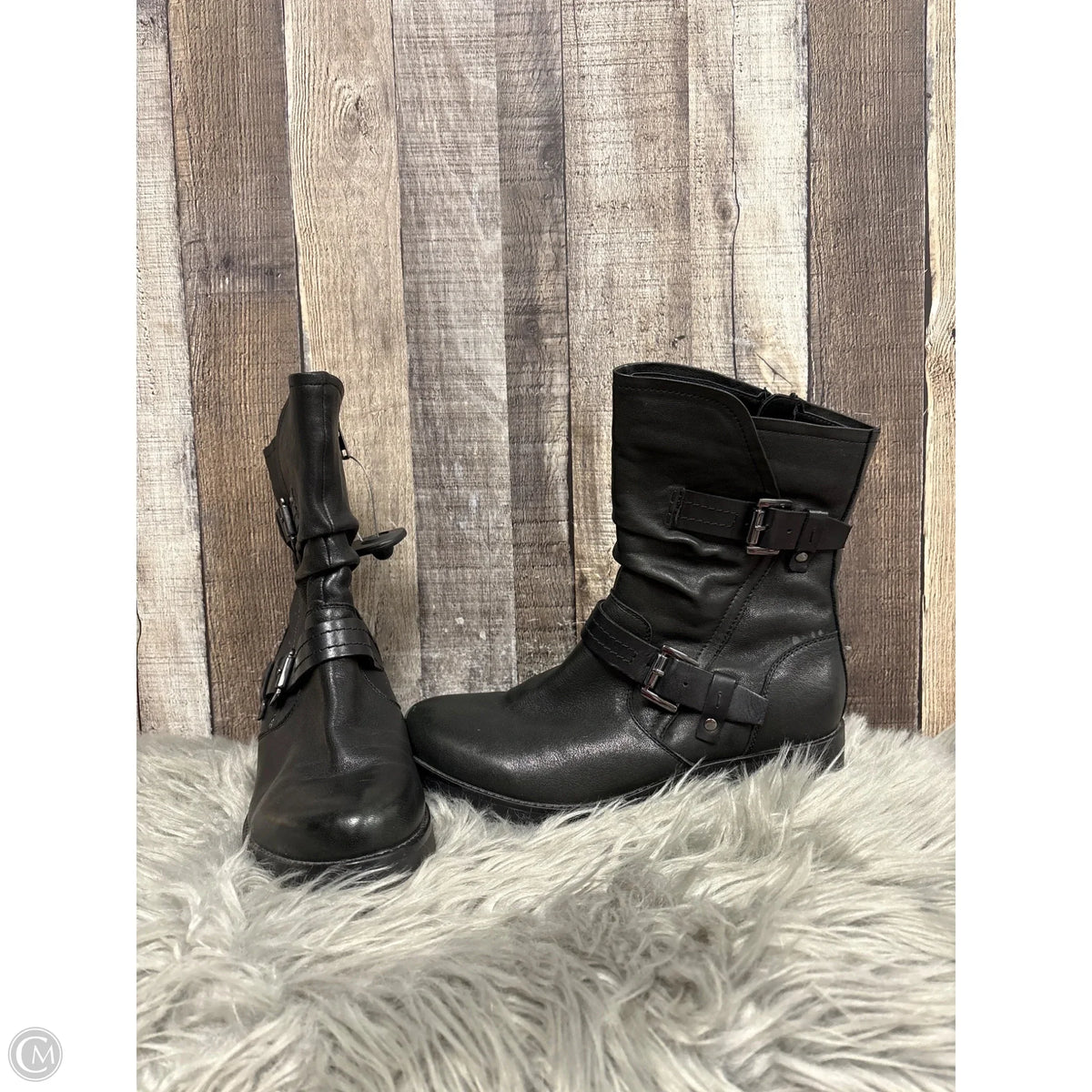 Boots Ankle Heels By Earth In Black, Size: 9.5