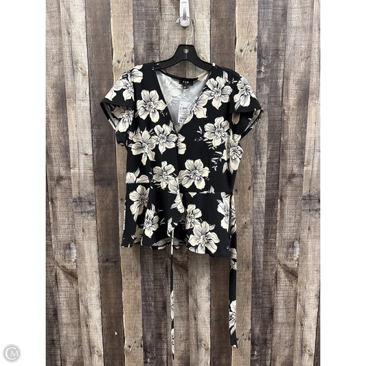 Top Short Sleeve By Cme In Black & White, Size: L