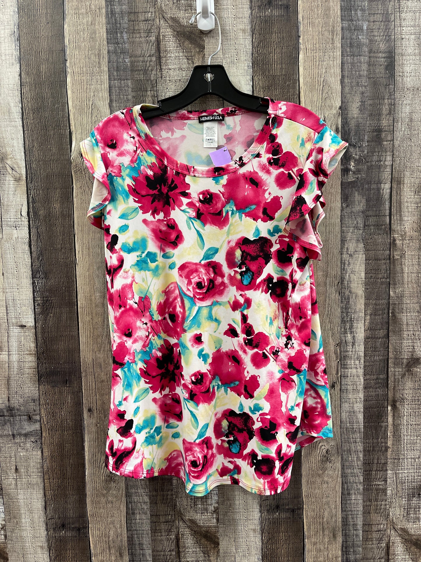 Floral Print Blouse Short Sleeve Heimish Usa, Size L