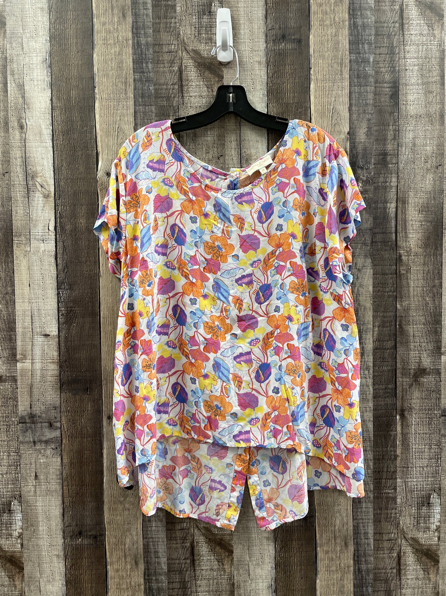 Multi-colored Top Short Sleeve Cynthia Rowley, Size 2x