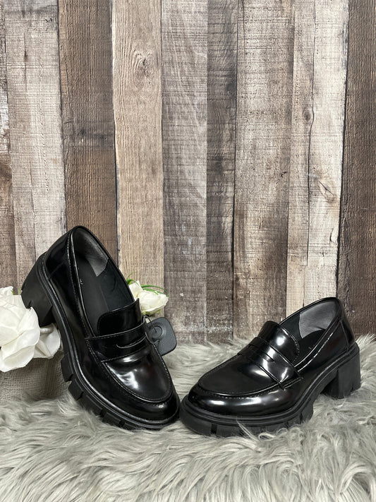 Black Shoes Heels Block Crown Vintage, Size 7