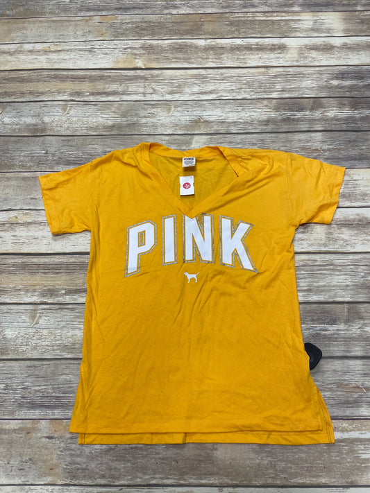Yellow Top Short Sleeve Pink, Size Xs