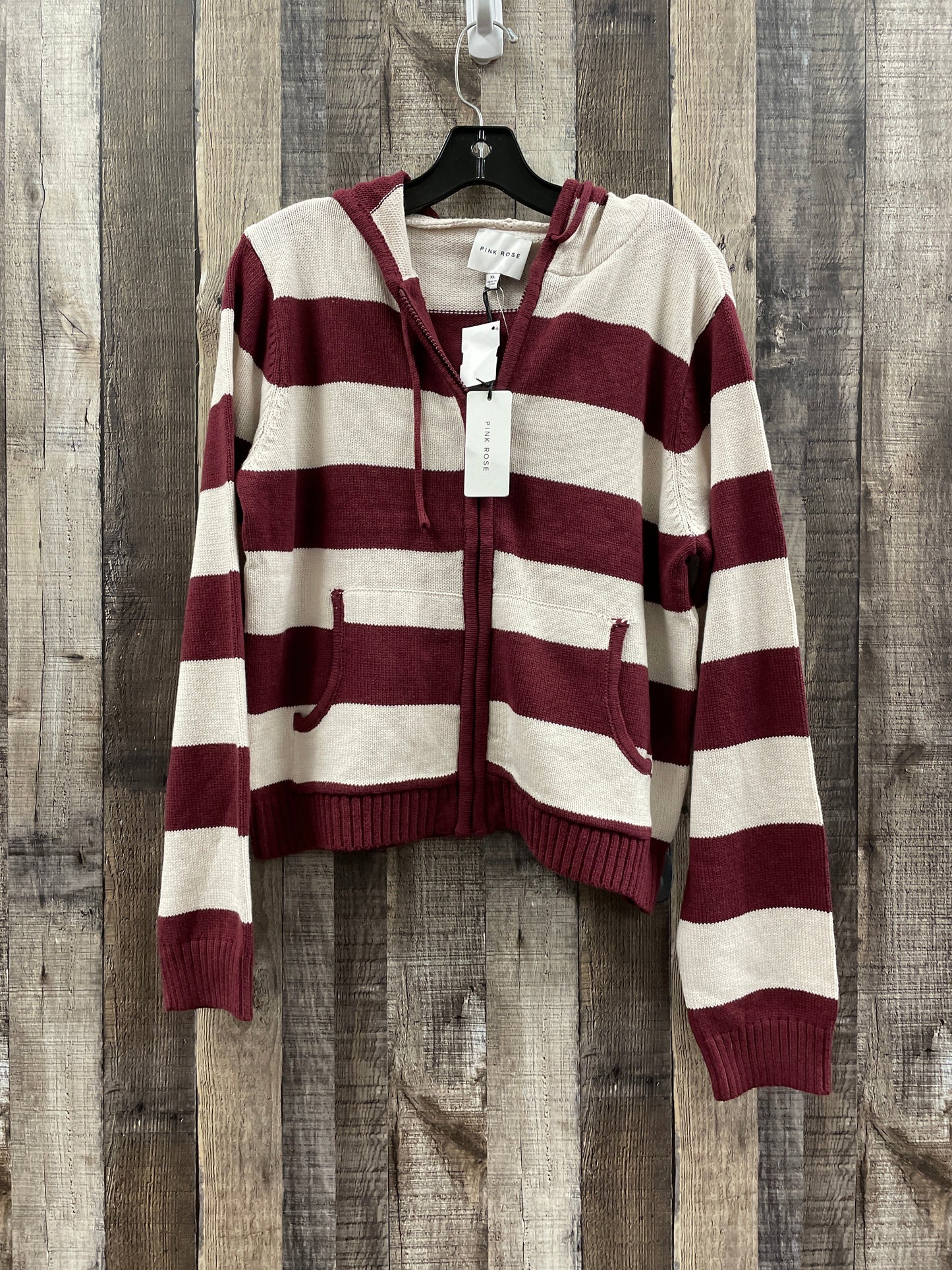 Sweatshirt Hoodie By Pink Rose In Striped Pattern, Size: Xl