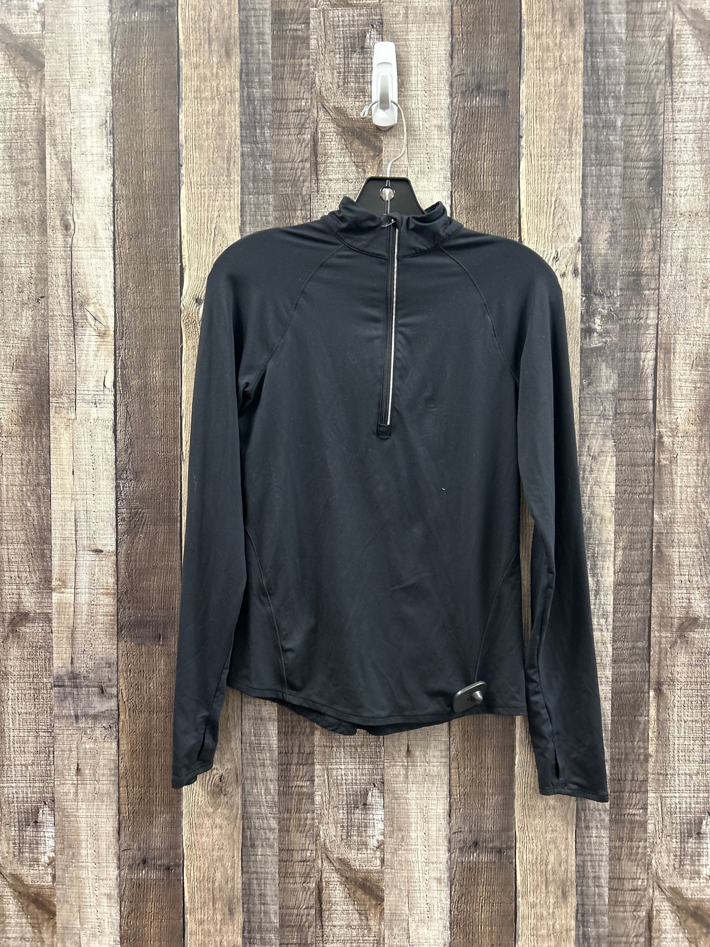 Black Athletic Top Long Sleeve Collar All In Motion, Size Xs
