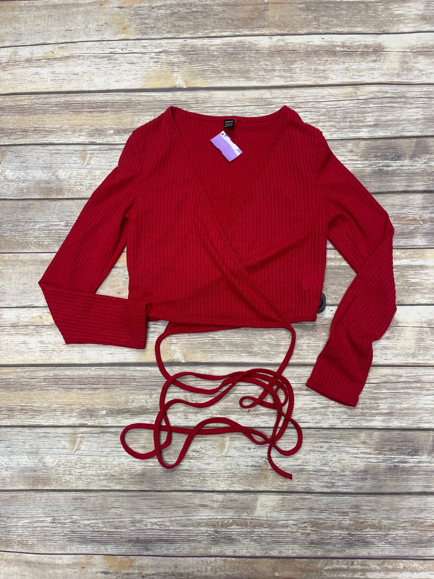 Top Long Sleeve By Shein In Red, Size: L