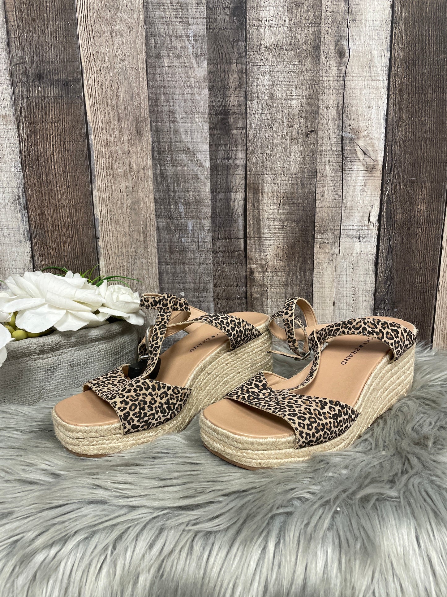 Animal Print Sandals Heels Wedge Lucky Brand, Size 8.5