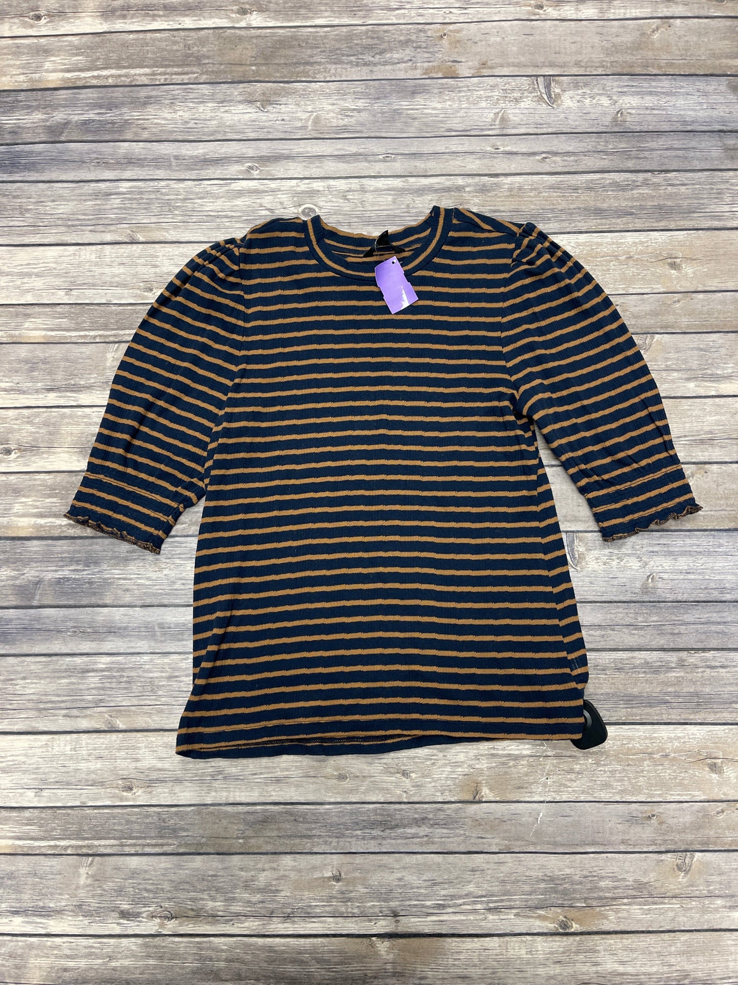 Top 3/4 Sleeve By Lucky Brand In Striped Pattern, Size: M