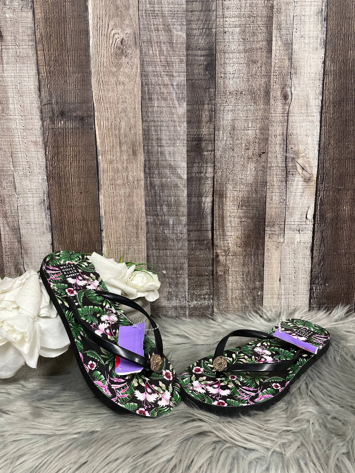 Floral Print Sandals Flip Flops White House Black Market, Size 9
