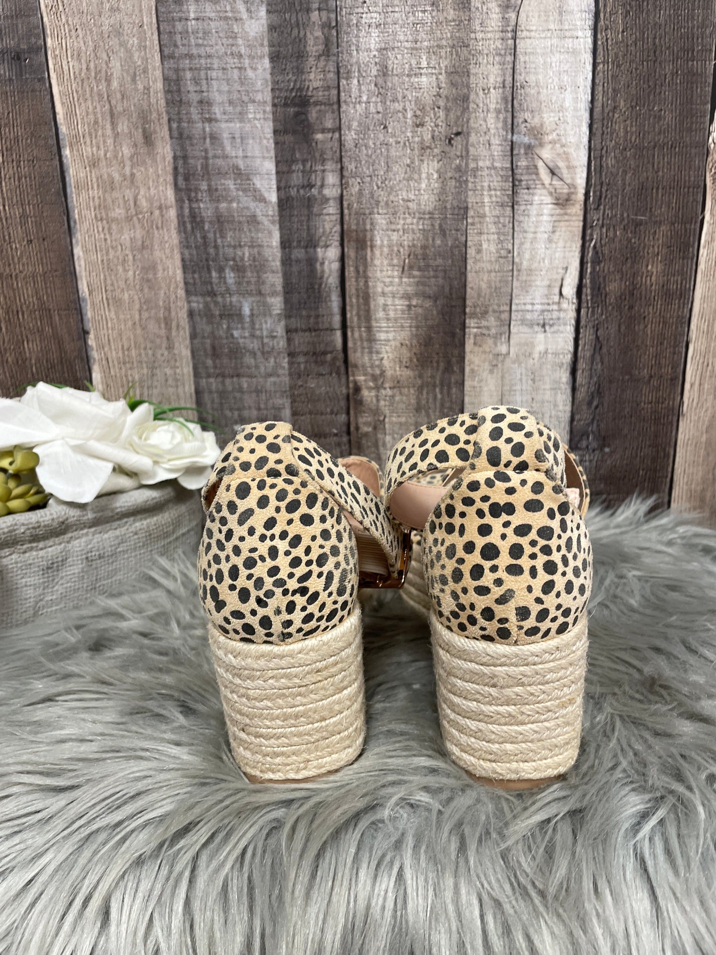 Animal Print Sandals Heels Platform Cmf, Size 8.5