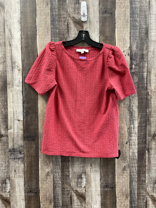 Red Top Short Sleeve Loft, Size Xs