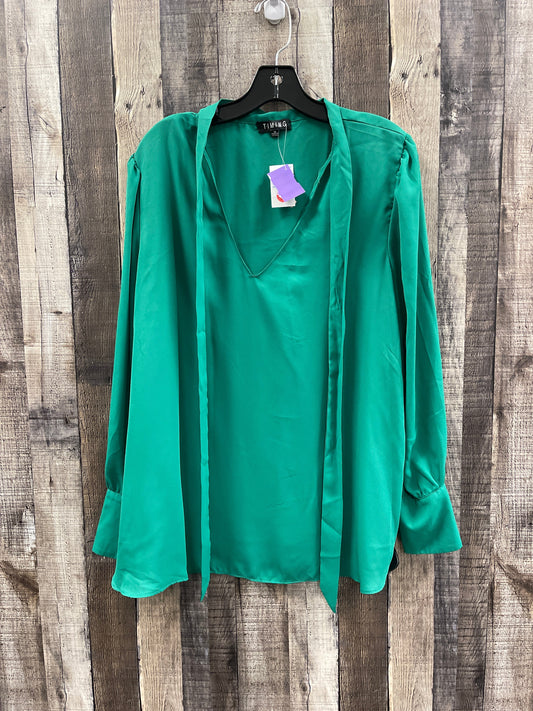 Top Long Sleeve By Timing In Green, Size: 1x