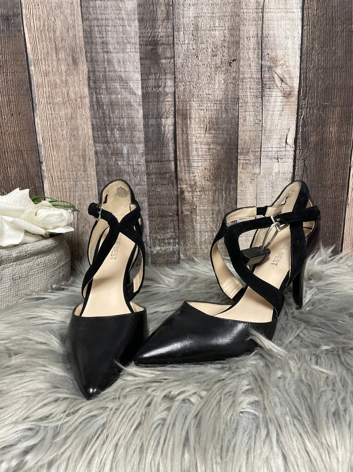 Black Shoes Heels Stiletto Nine West, Size 7