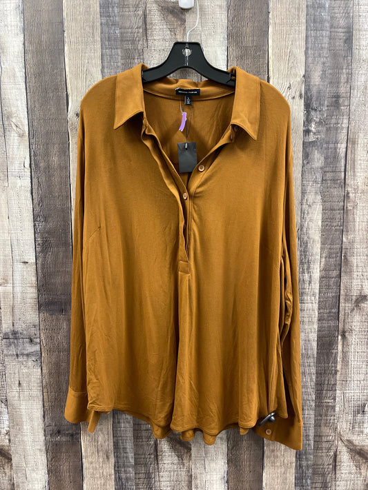 Top Long Sleeve By Cme In Brown, Size: L