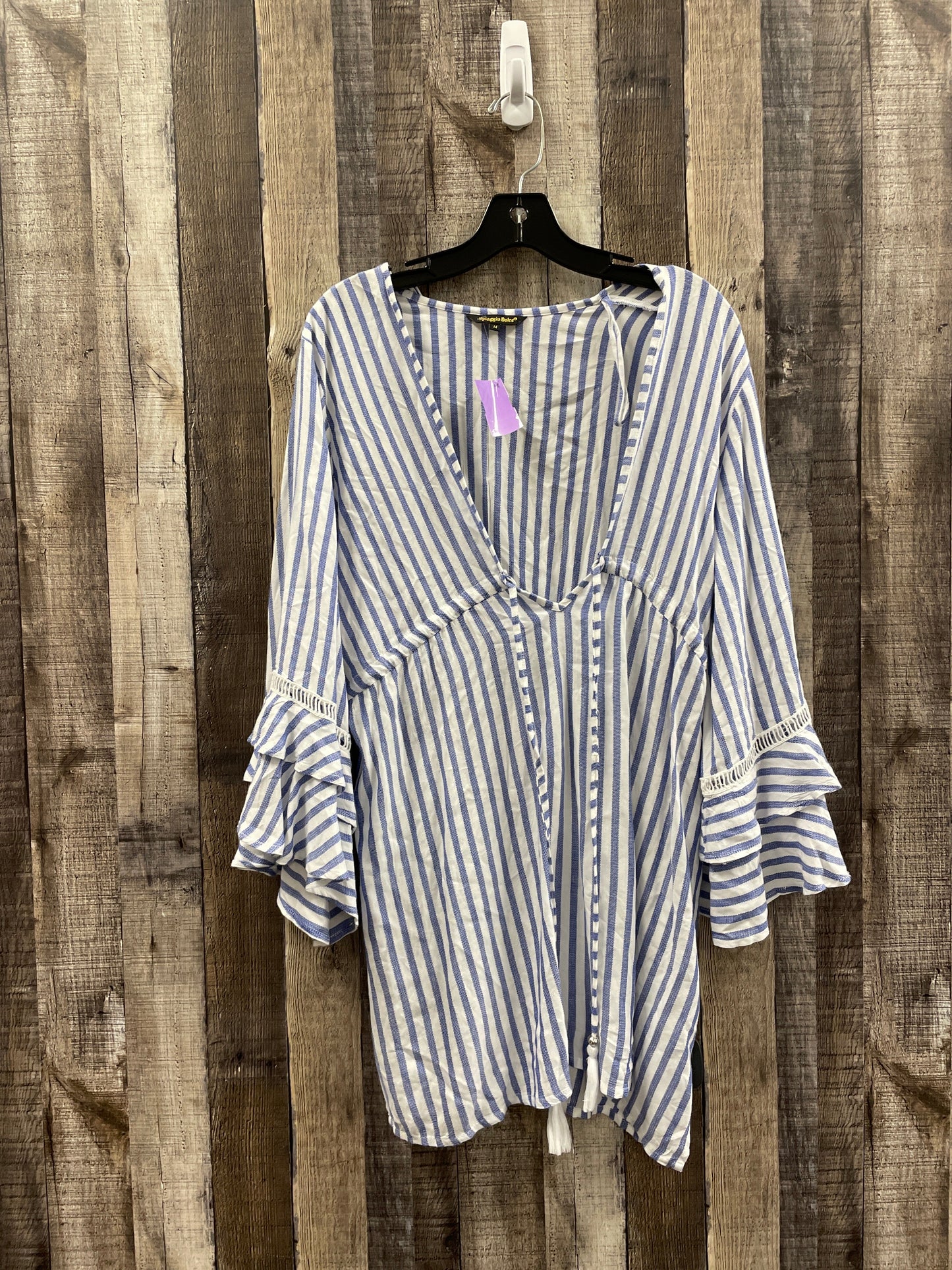 Striped Pattern Dress Casual Short Cme, Size M
