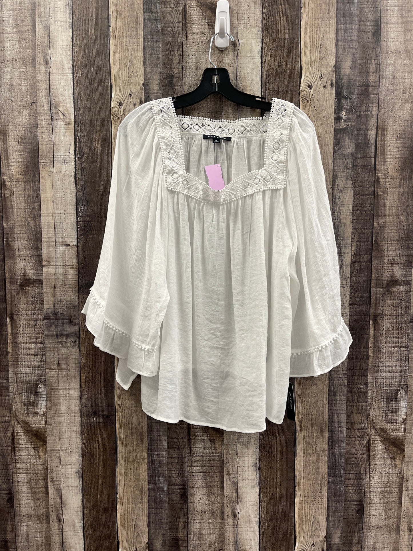 Top 3/4 Sleeve By Zac And Rachel In White, Size: Xl