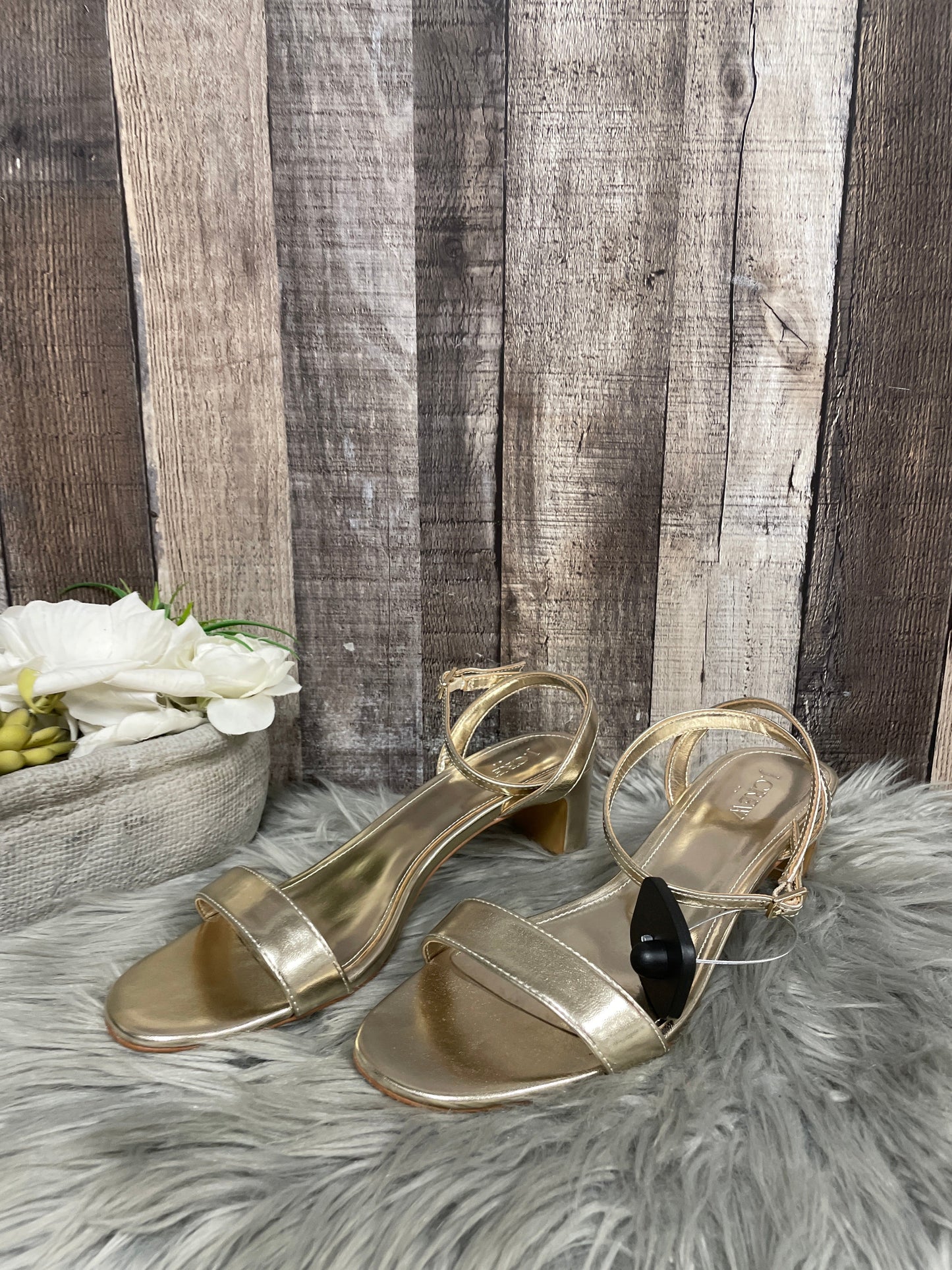 Gold Sandals Heels Block J. Crew, Size 9.5