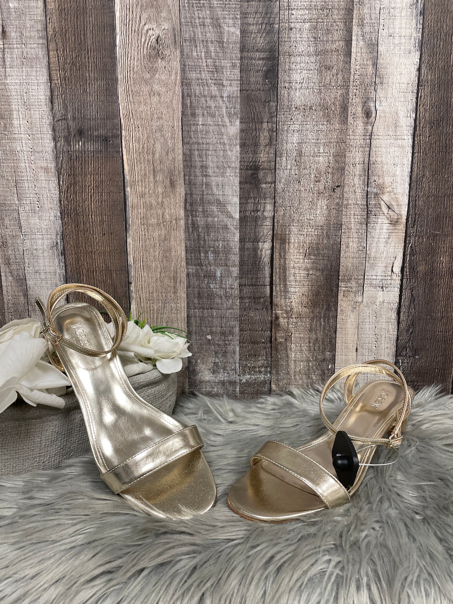 Gold Sandals Heels Block J. Crew, Size 9.5