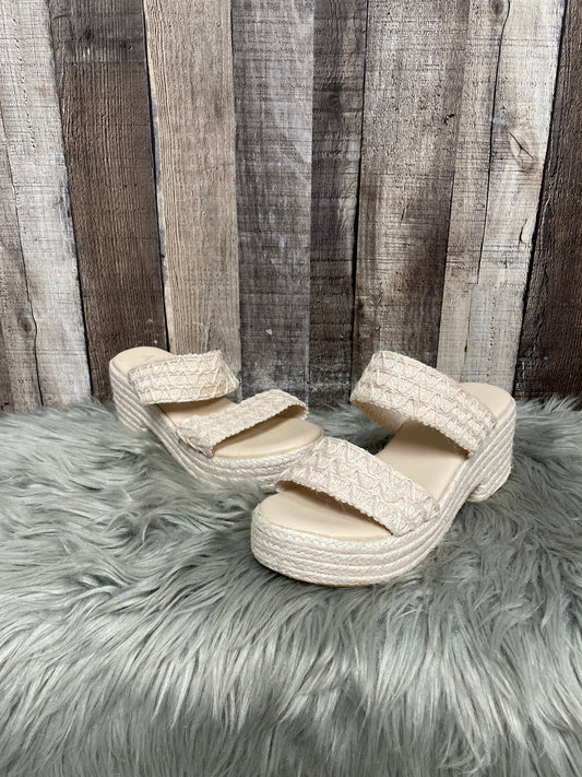 Cream Sandals Heels Wedge Cme, Size 7