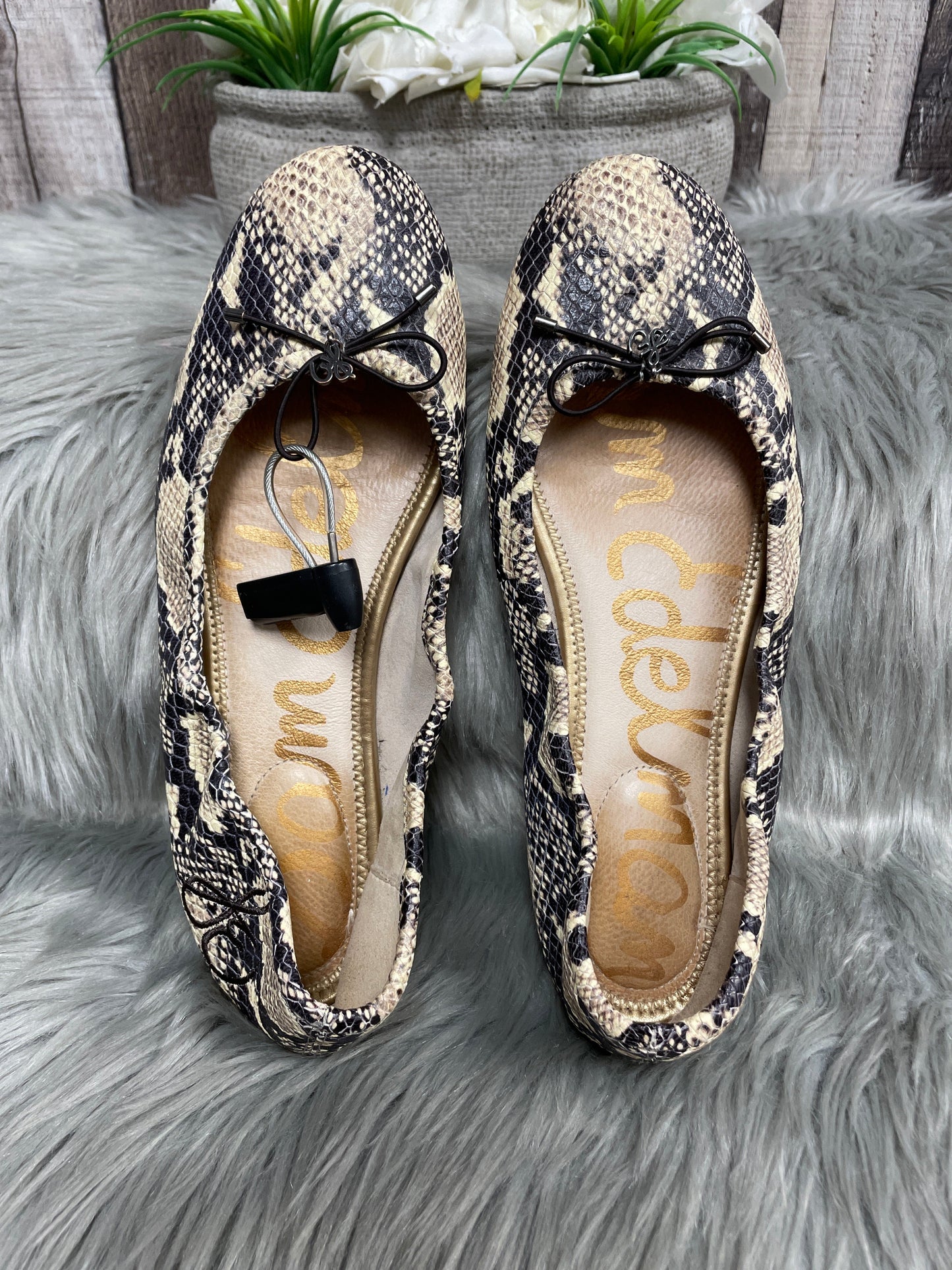 Snakeskin Print Shoes Flats Sam Edelman, Size 9.5