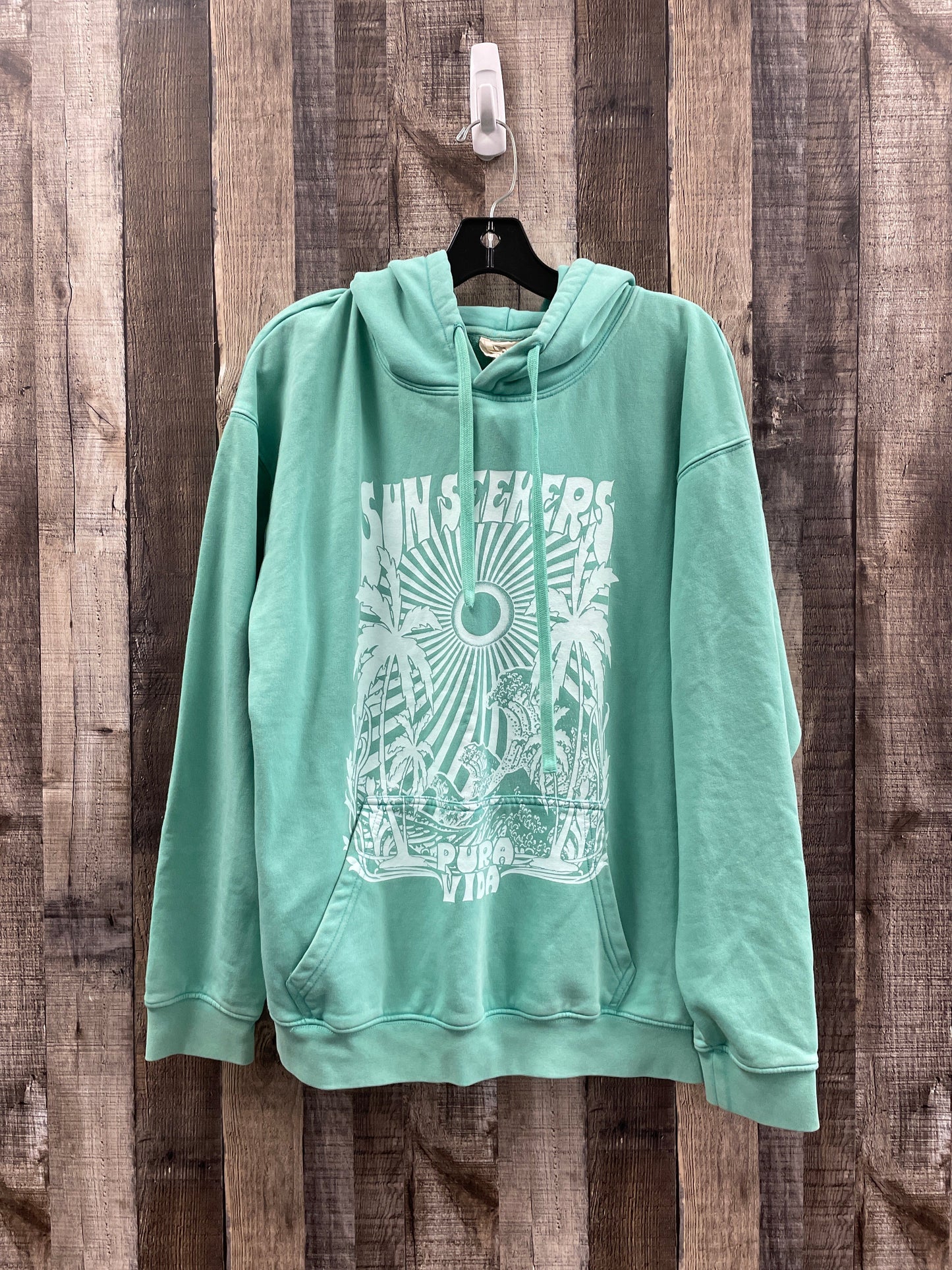 Sweatshirt Hoodie By Puravida In Green, Size: L