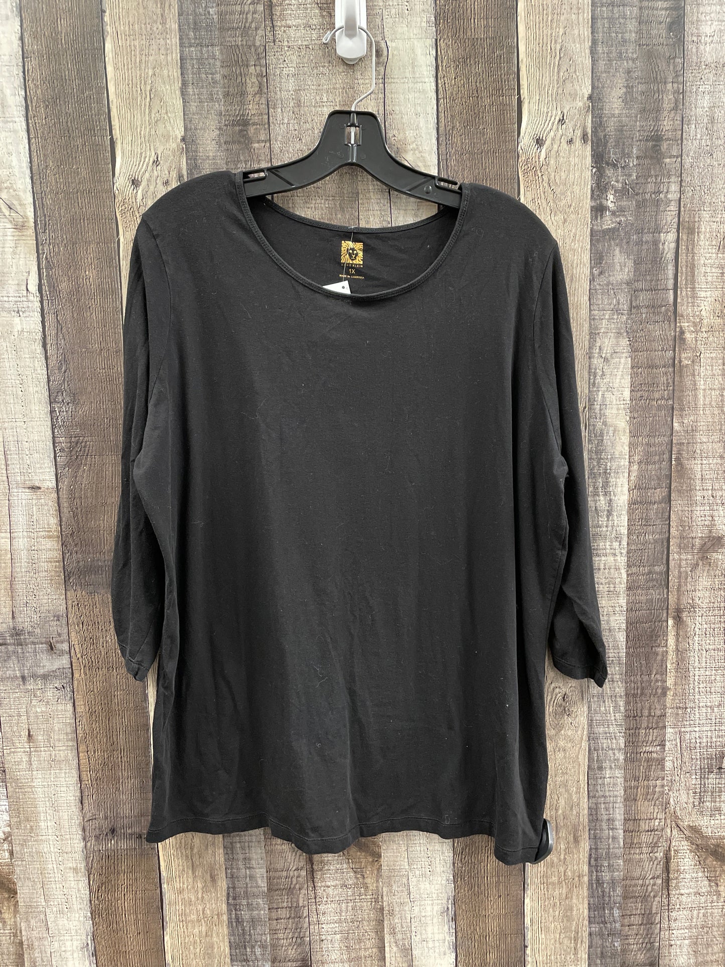 Top Long Sleeve By Anne Klein In Black, Size: 1x