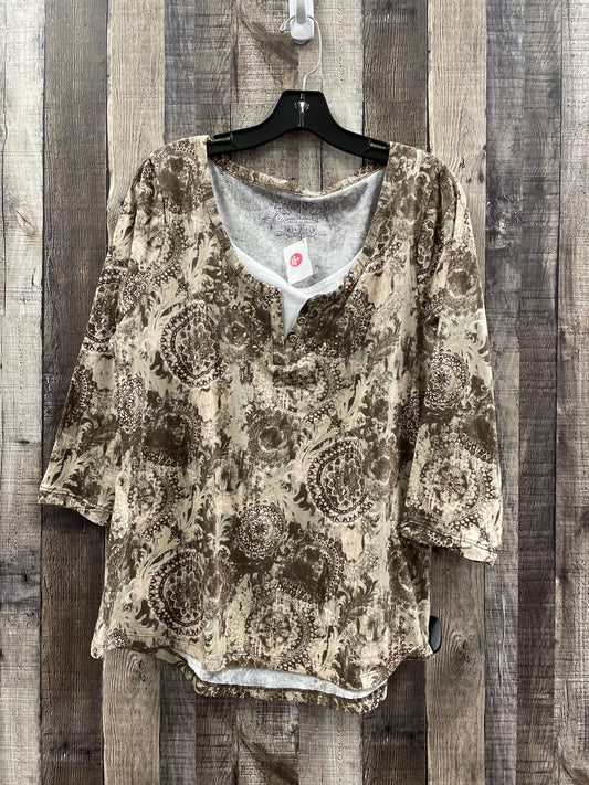 Top Long Sleeve By Gloria Vanderbilt In Brown, Size: L