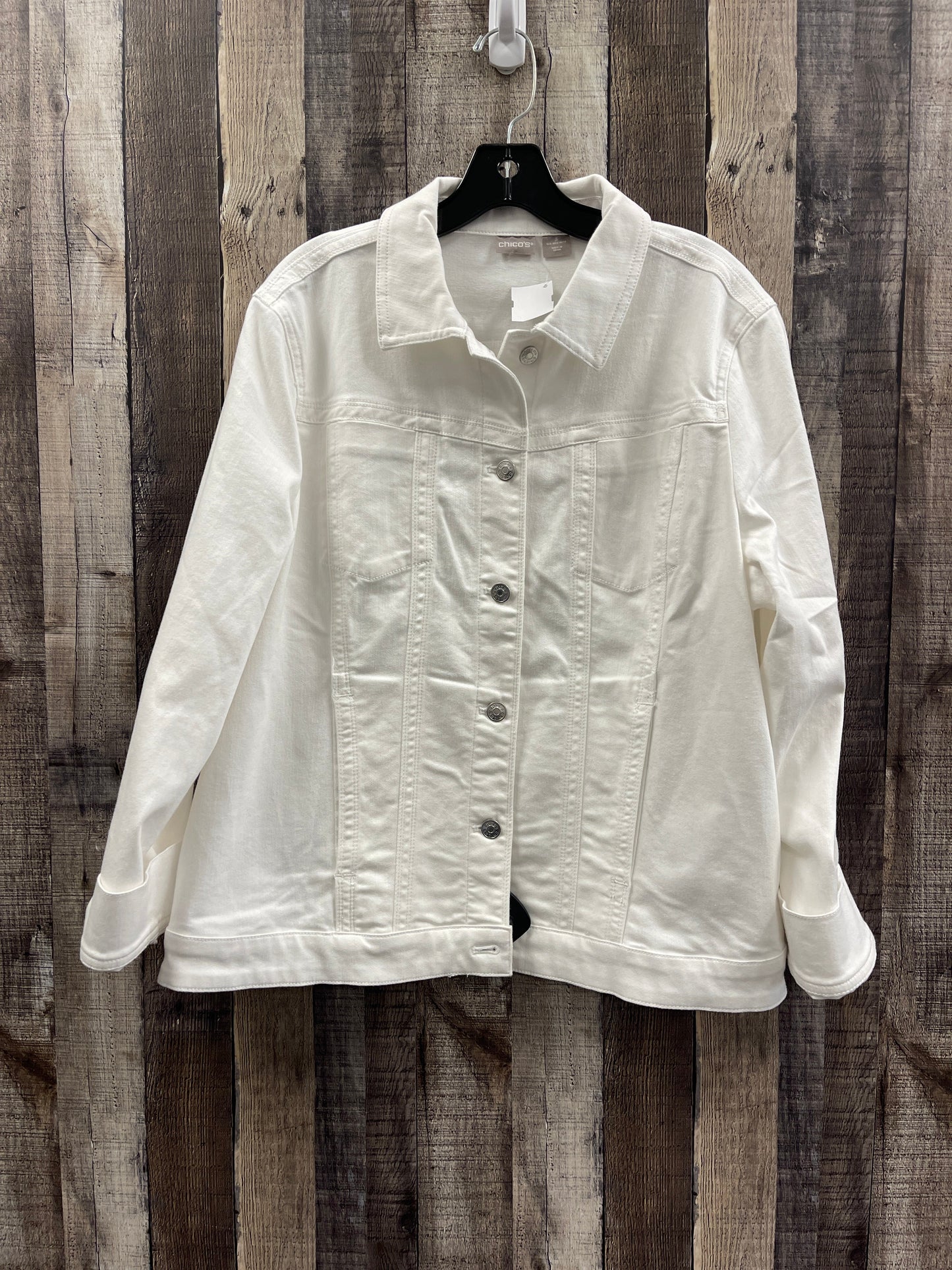 Jacket Denim By Chicos In White, Size: Xl