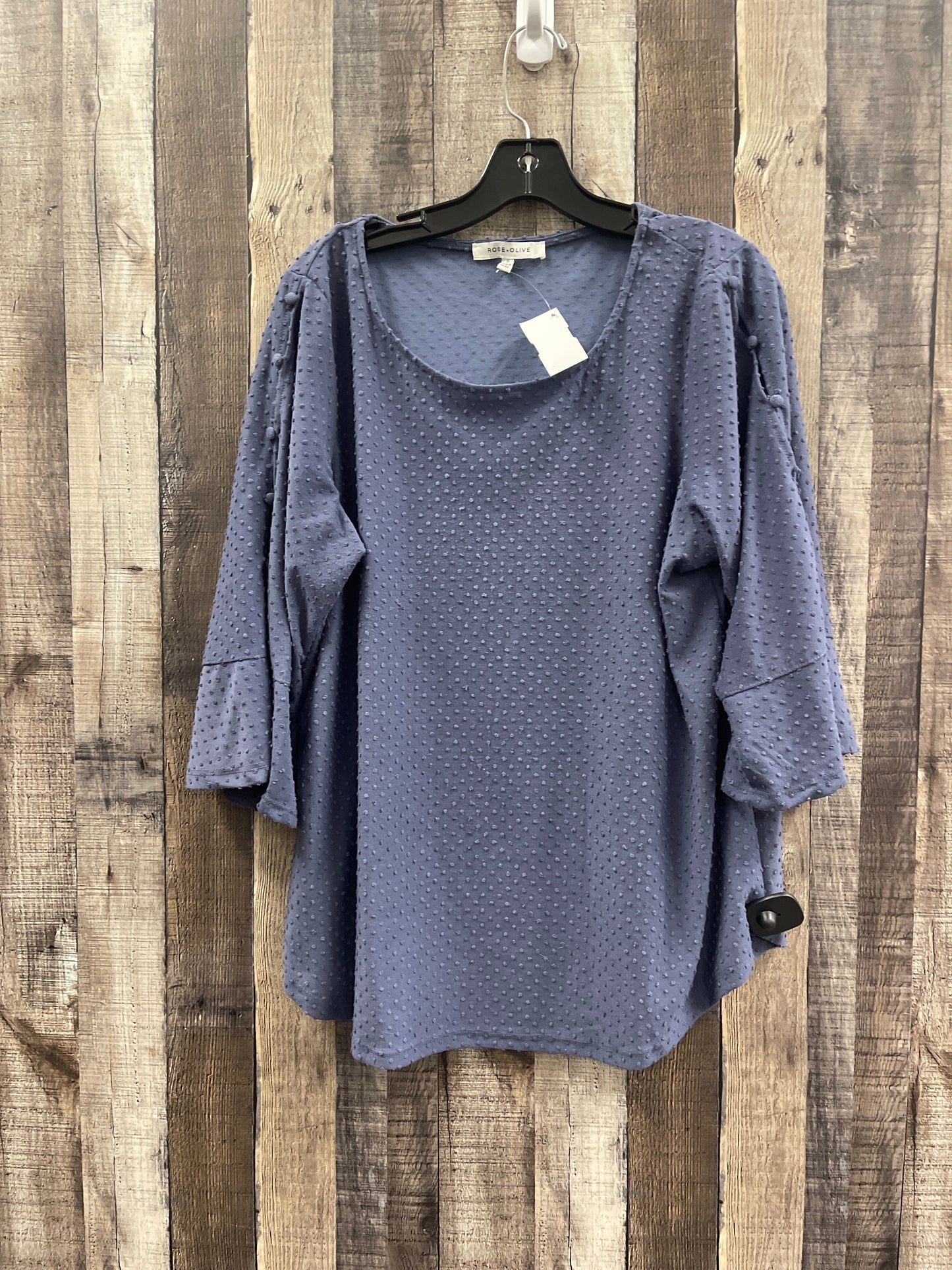 Top Short Sleeve By Rose And Olive In Blue, Size: 1x