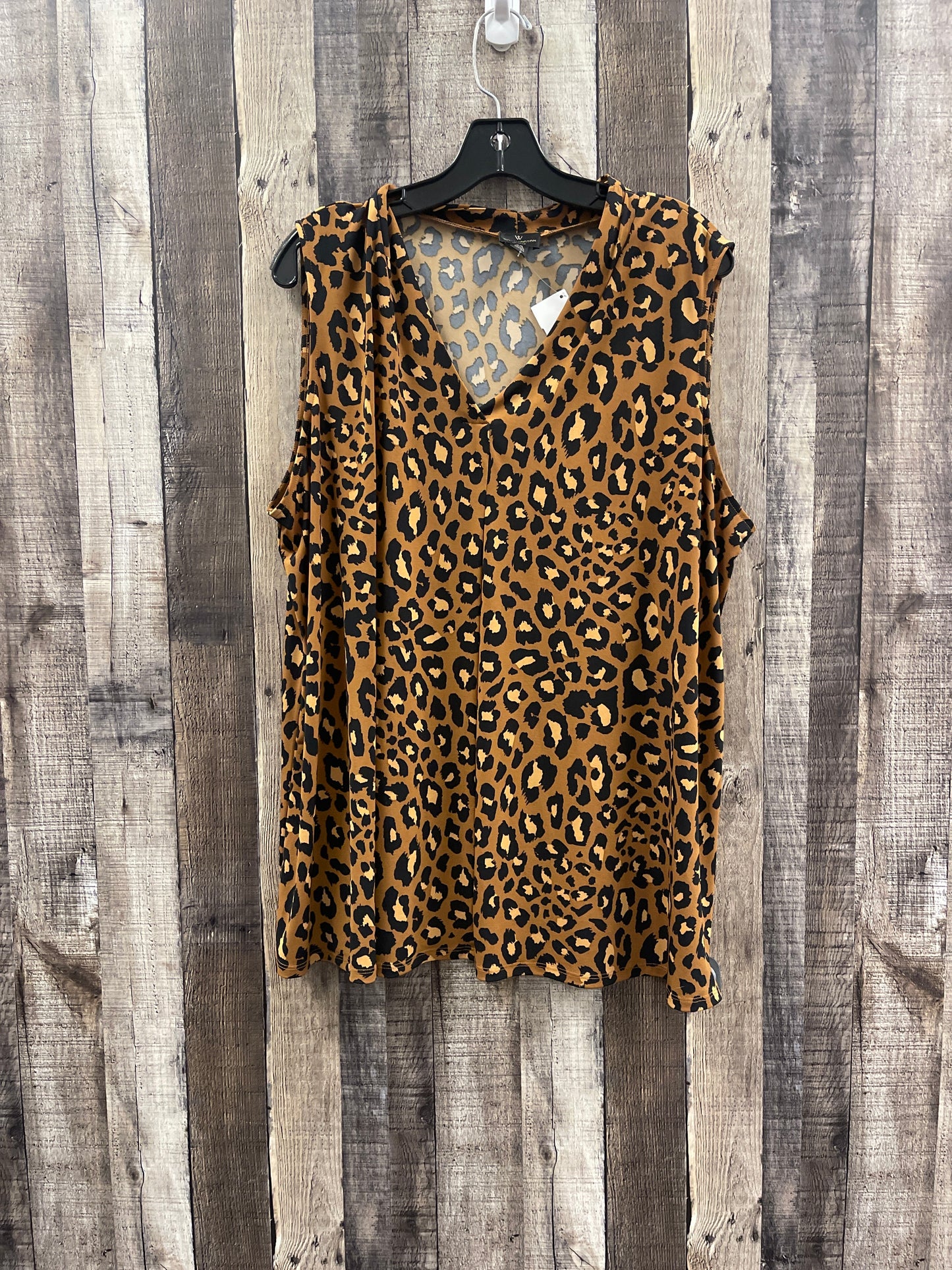 Top Sleeveless By Worthington In Animal Print, Size: 2x