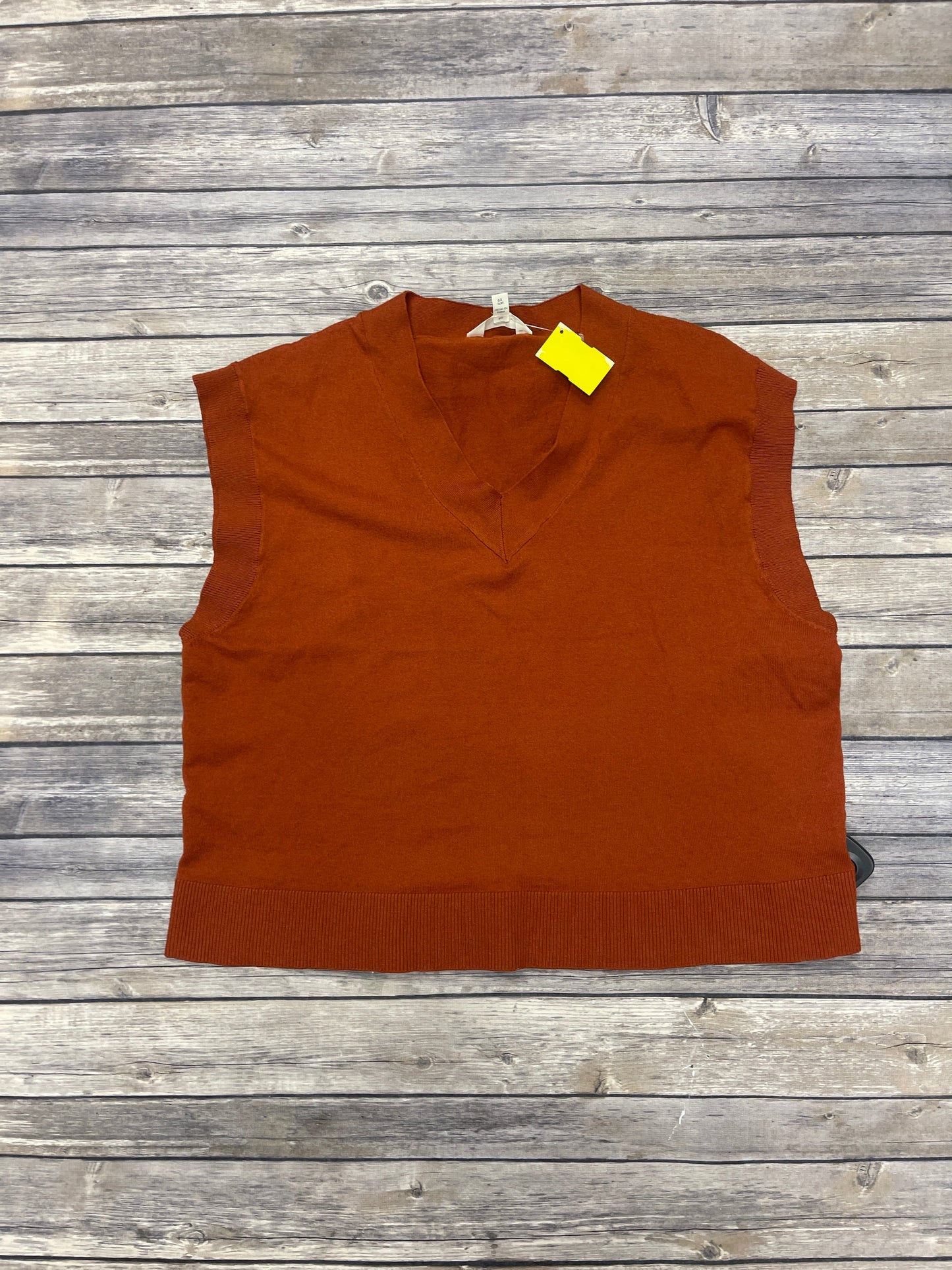 Vest Sweater By Terra & Sky In Orange, Size: Xl