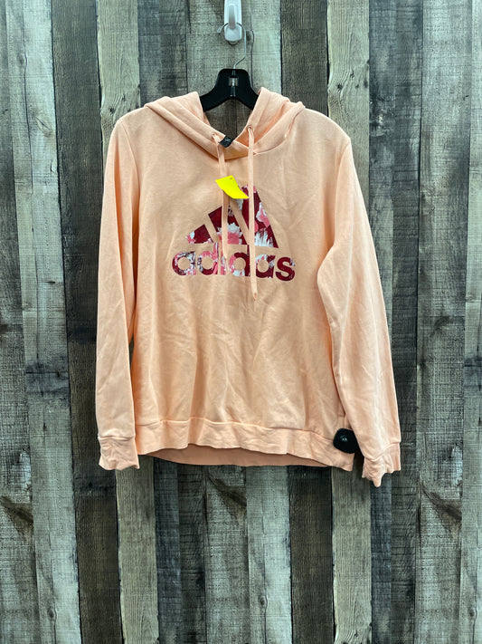 Athletic Sweatshirt Hoodie By Adidas In Coral, Size: L