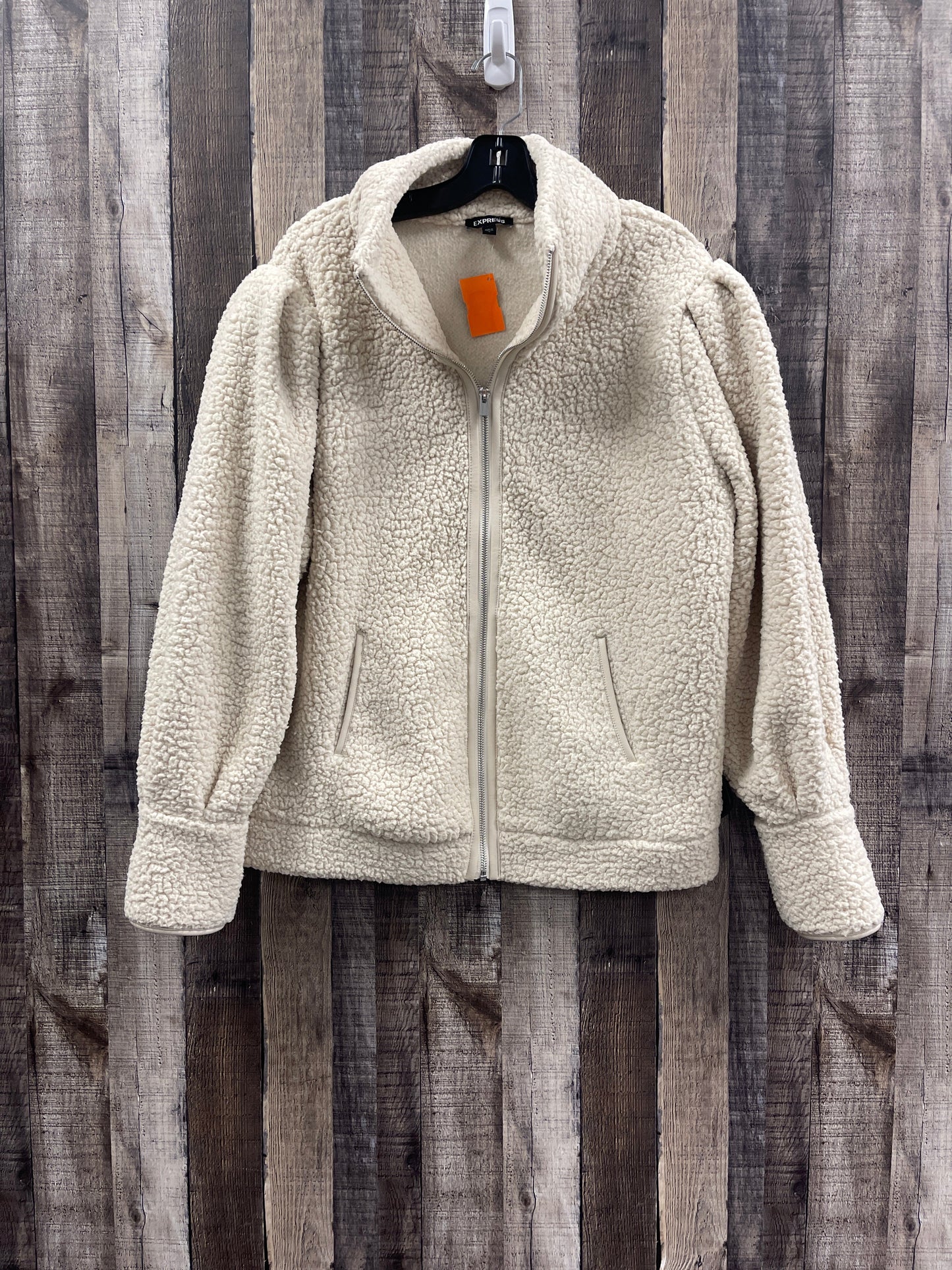 Jacket Faux Fur & Sherpa By Express In Cream, Size: L